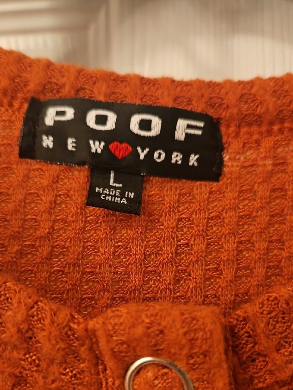 Poof! Rust Waffle Henley with Drawstring - Picture 2 of 4